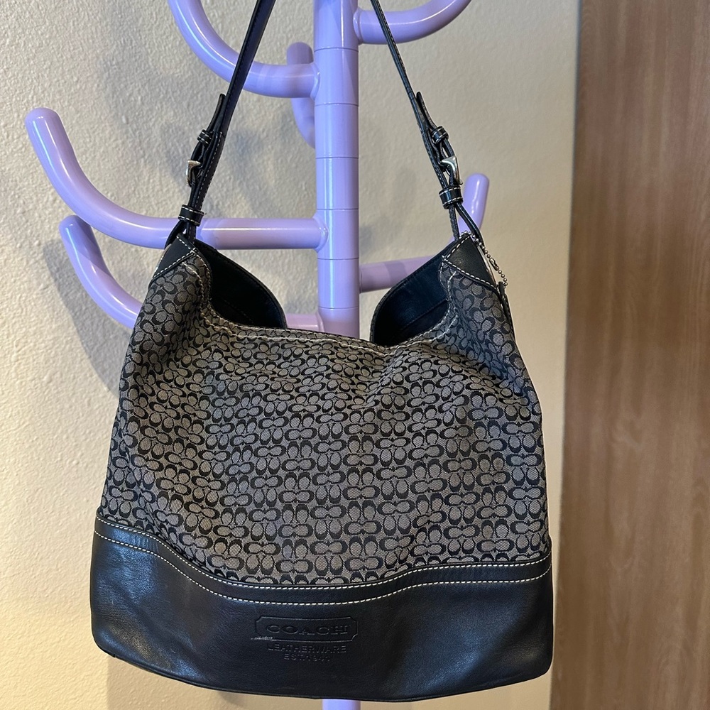 COACH Y2K Black Hobo Signature Bag